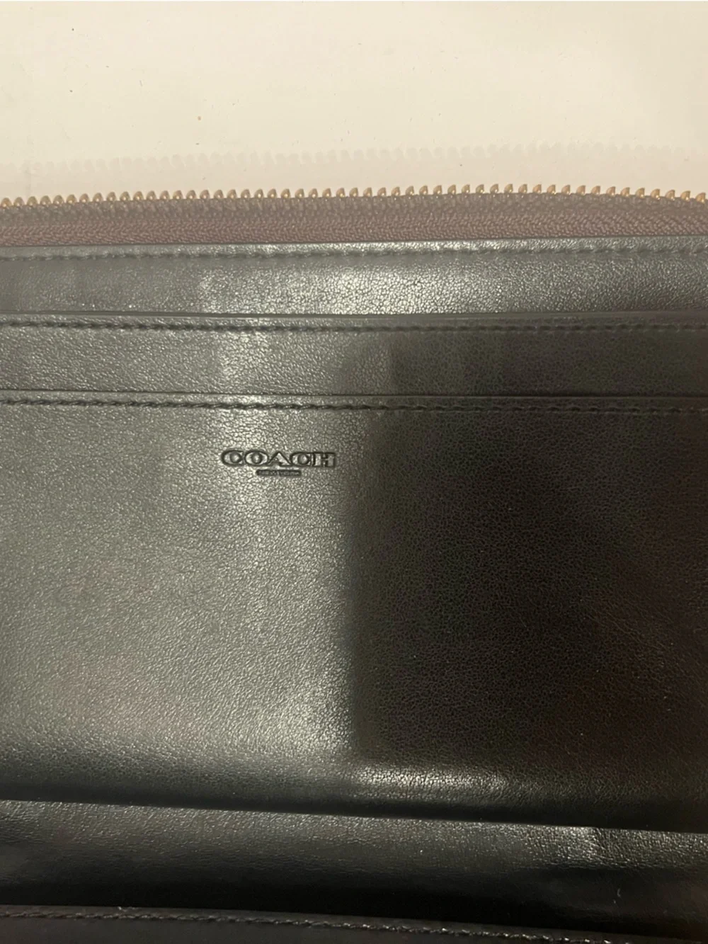 Authentic Coach Slim Zip Around Wallet in Signature Coated Canvas – Brown/Black - Picture 7 of 10